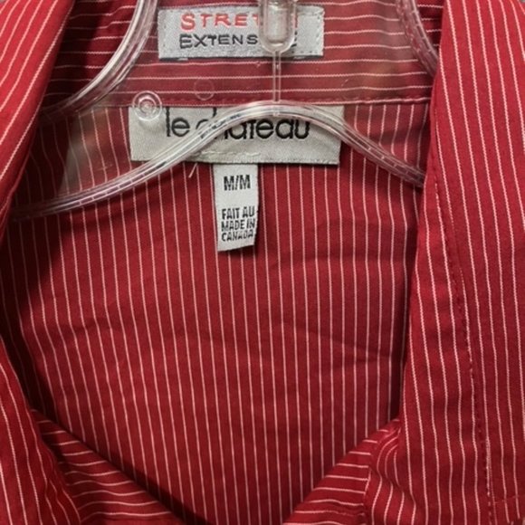 Mens Red Stripped Stretch Extensible LE CHATEAU M Long Sleeve Shirt MI Canada61 - Picture 3 of 5
